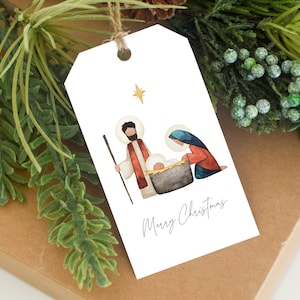 Presépio de Natal, etiqueta de presépio, etiqueta de Natal, etiqueta de cena de manjedoura, etiqueta de presente imprimível, etiqueta de feliz Natal, etiqueta de bebê Jesus, etiqueta de feriado