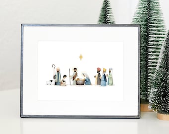Watercolor Nativity Scene Art | Christian Christmas Decor (Digital Download)