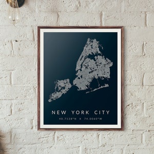 New York City Minimalist Map Print (Cadeau pour lui, Cadeau pour elle, Décor de bureau, Home Decor)