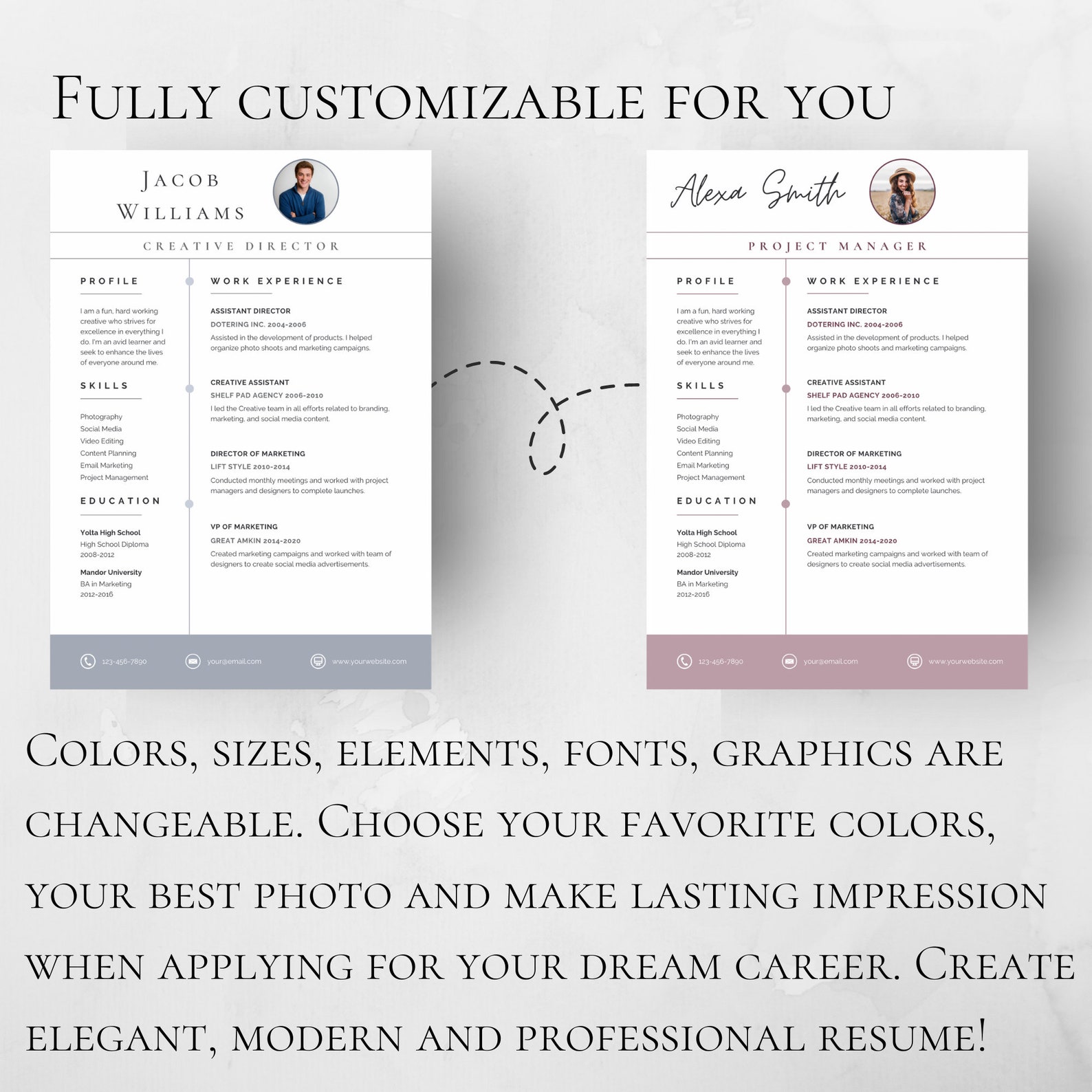 Professional Canva Resume Template Editable Minimalistic Design CV 