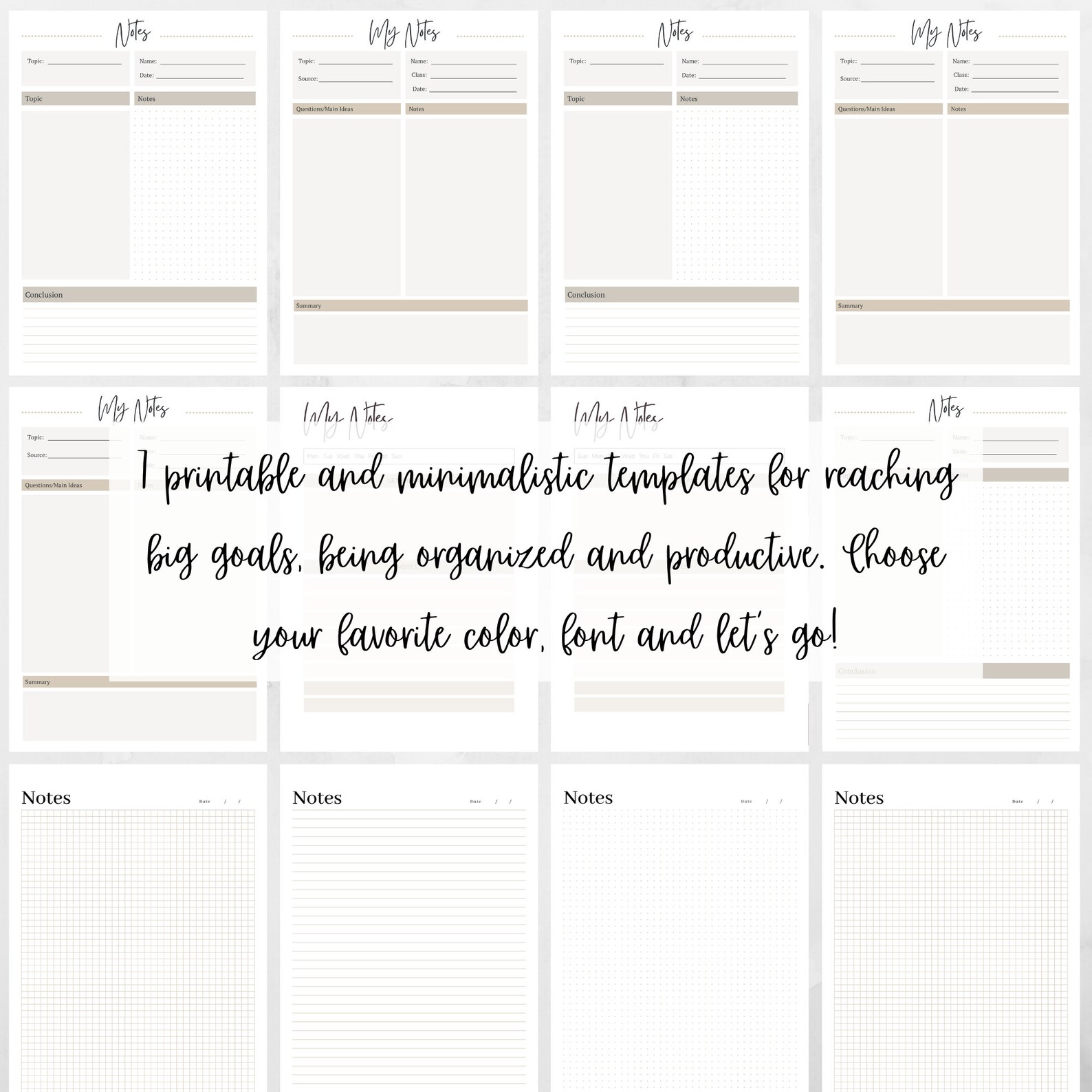 Printable Note Pages, Lined Paper, Study Notes, Student Planner ...