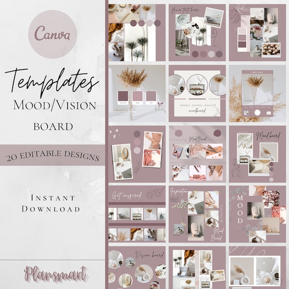 Mood/vision board Canva templates brand board editable | Etsy