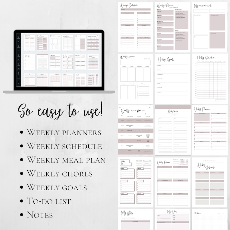 Printable weekly planner templates canva customizable planner etsy
