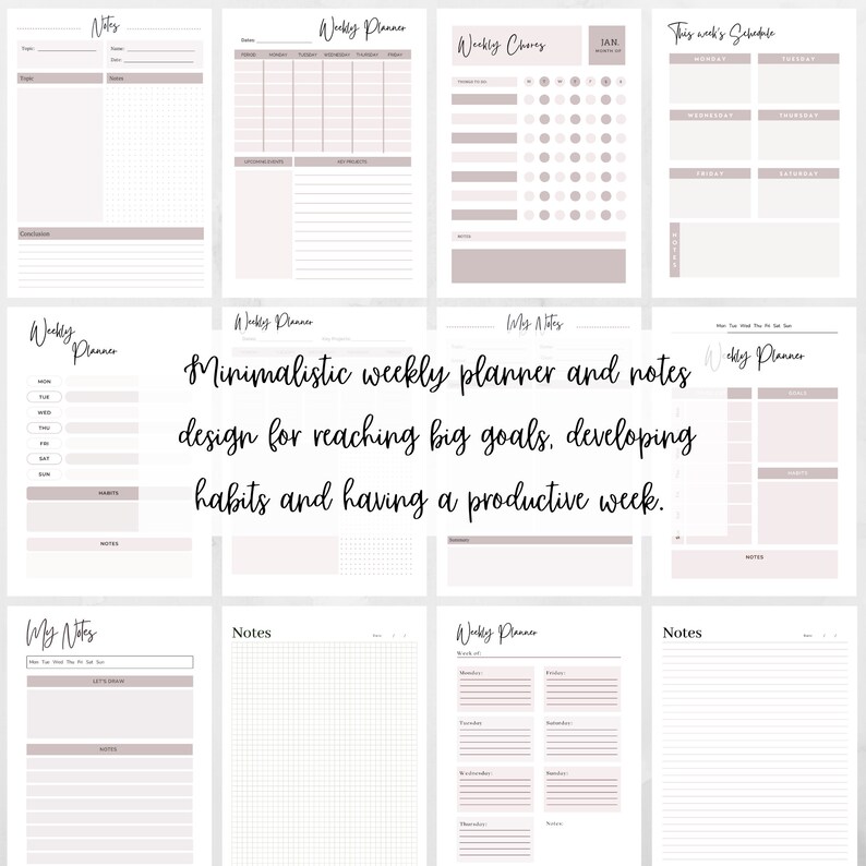 Printable Weekly Planner Templates Canva Customizable Planner Etsy