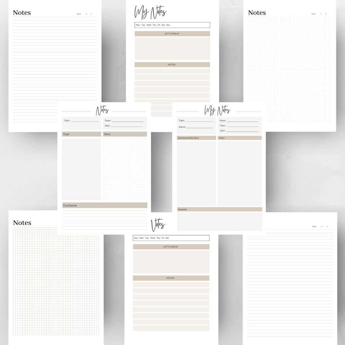 Printable Note Pages, Lined Paper, Study Notes, Student Planner ...