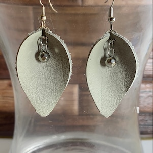 Folded Gray Leather Earrings