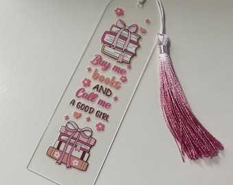Pink Acrylic Bookmark with Ombré Tassel | Book Lover Gift