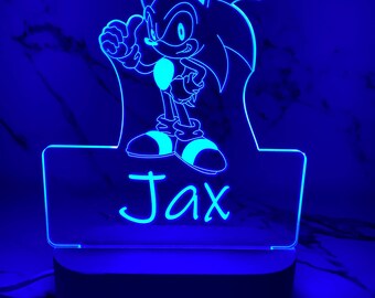 Personalised Sonic Night Light | Kids custom Name Night light | Acrylic wooden Lights | Personalised Nursery Decor | Gifts for kids |