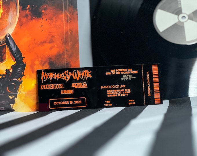 Custom Acrylic Motionless in White Concert Ticket | Virtual Ticket Art | Personalized Keepsake | Music Memorabilia