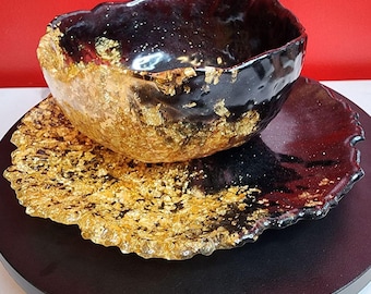 Black & Gold Resin Bowl Set