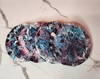 Celestial Bloom Resin Coasters – Set of 4