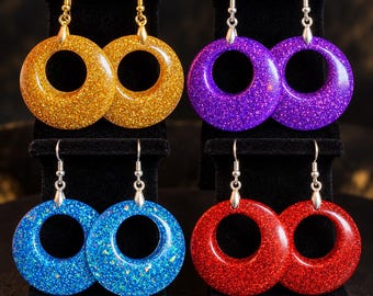 Full Circle Handmade Resin Glitter Earrings