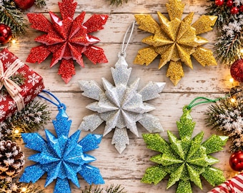 Handmade 3D Resin Snowflake Ornament | Classic Glitter