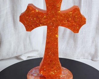 Eternal Light Resin Cross with Stand