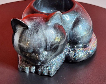 Starlight Slumber Resin Cat Tealight Holder