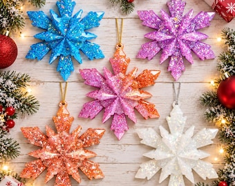 Iridescent Flakes | Handmade 3D Resin Snowflake Ornament