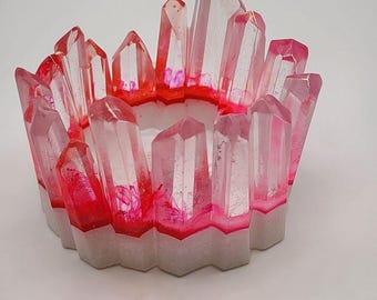 Crystal Cluster Resin Candle Holders – Pink & White