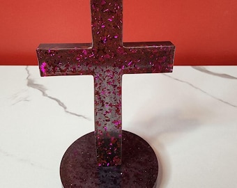 The Pink and Black Cross — Resin Display Piece