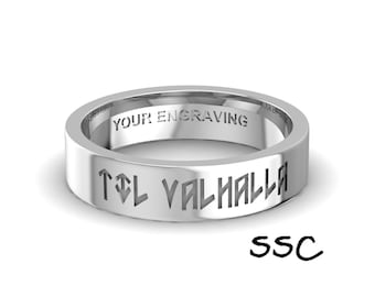 Sterling Silver Til Valhalla Ring, 5mm - 7mm, Comfort Fit, Free Engraving