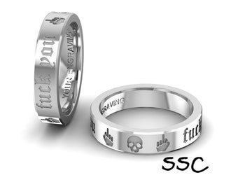 Sterling Silver &quot;F*ck You&quot; band, Comfort Fit, Free Engraving
