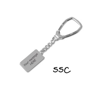 Sterling Silver Rectangle Key Chain, Ring Holder, Personalized, Free Laser Engraving