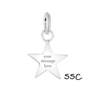 Sterling Silver Star Necklace, Star Charm, Free Engraving