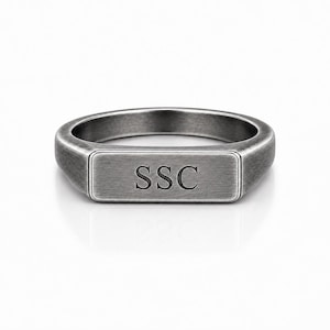 Personalized Thin Rectangular Sterling Silver Signet Ring