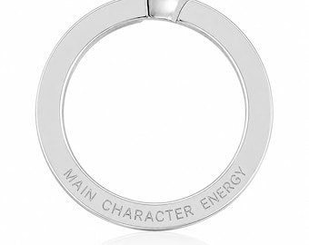 Personalized 925 Sterling Silver Round Keychain
