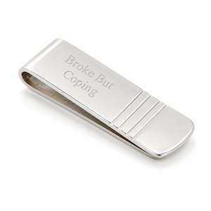 Personalized Ribbed Sterling Silver Money Clip