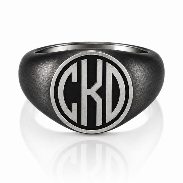 Personalized Sterling Silver Monogram Signet Ring