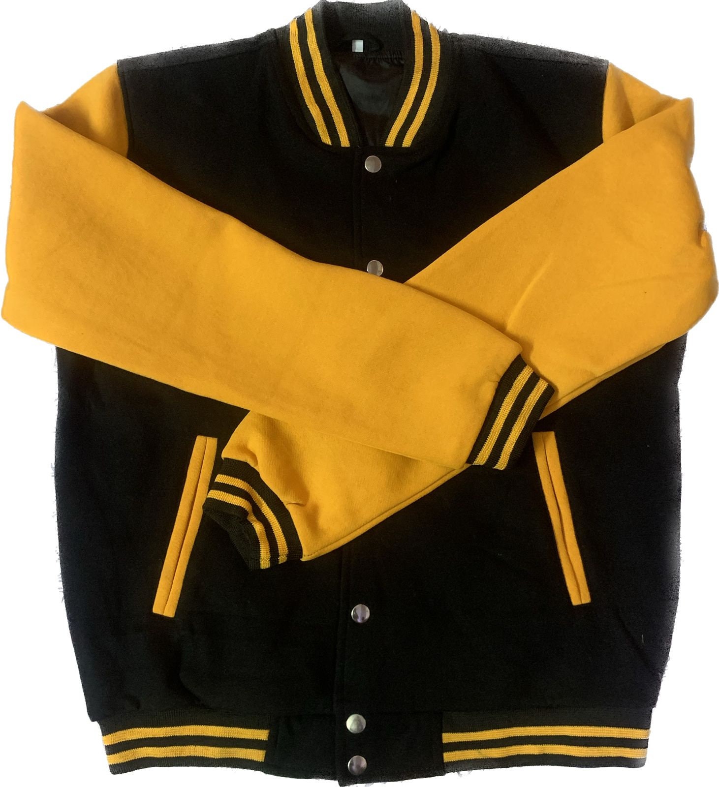 Mens black and yellow varsity jacket - Baseball Bomber Style