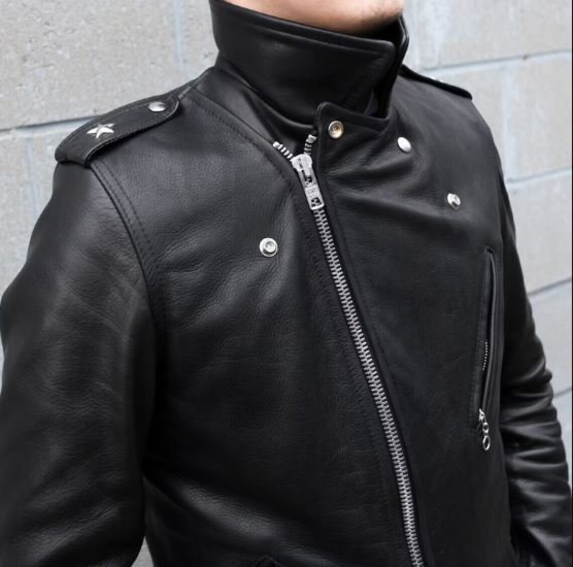 Mens Black Biker Leather Jacket Mens Quilted Slim Fit - Etsy