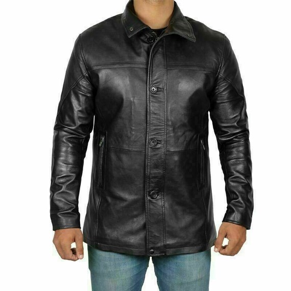 Men's Bristol Leather Car Coat Business Lambskin Trench - Etsy