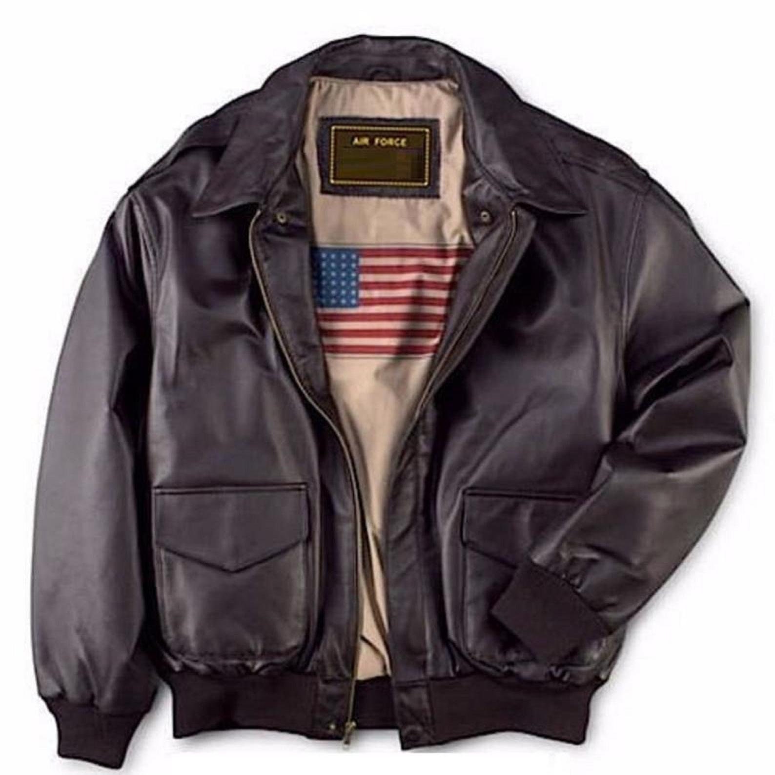 Men's Air Force A-2 Leather Flight Bomber Jacket Free - Etsy