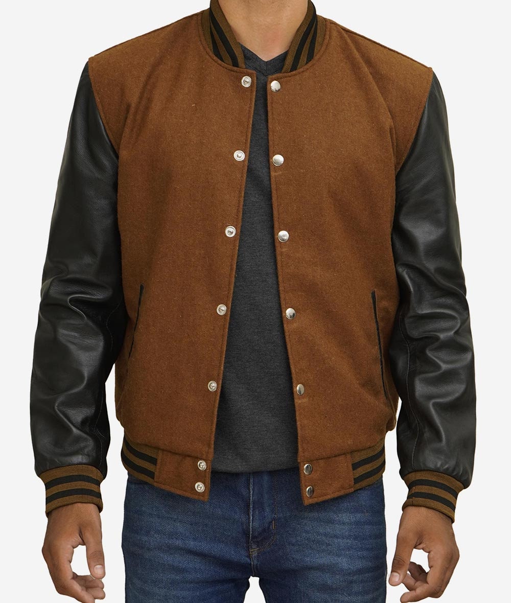 Black and brown varsity jacket Clearance