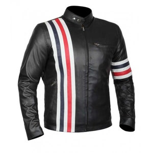 Men's Black Cafe Racer USA Flag Motorcycle Leather Jacket - Etsy