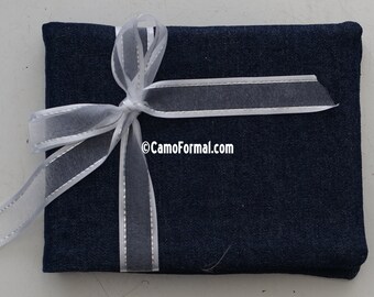 Denim or Camo Wedding Guest Book with Ribbon Color Choice