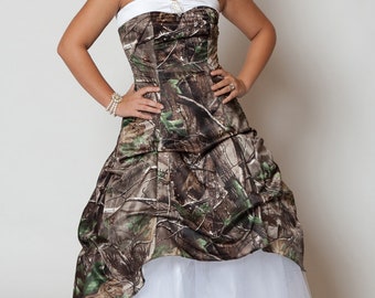 CAMO Wedding Dress +LACE Trim+corset Back Choose Your Colors - Etsy