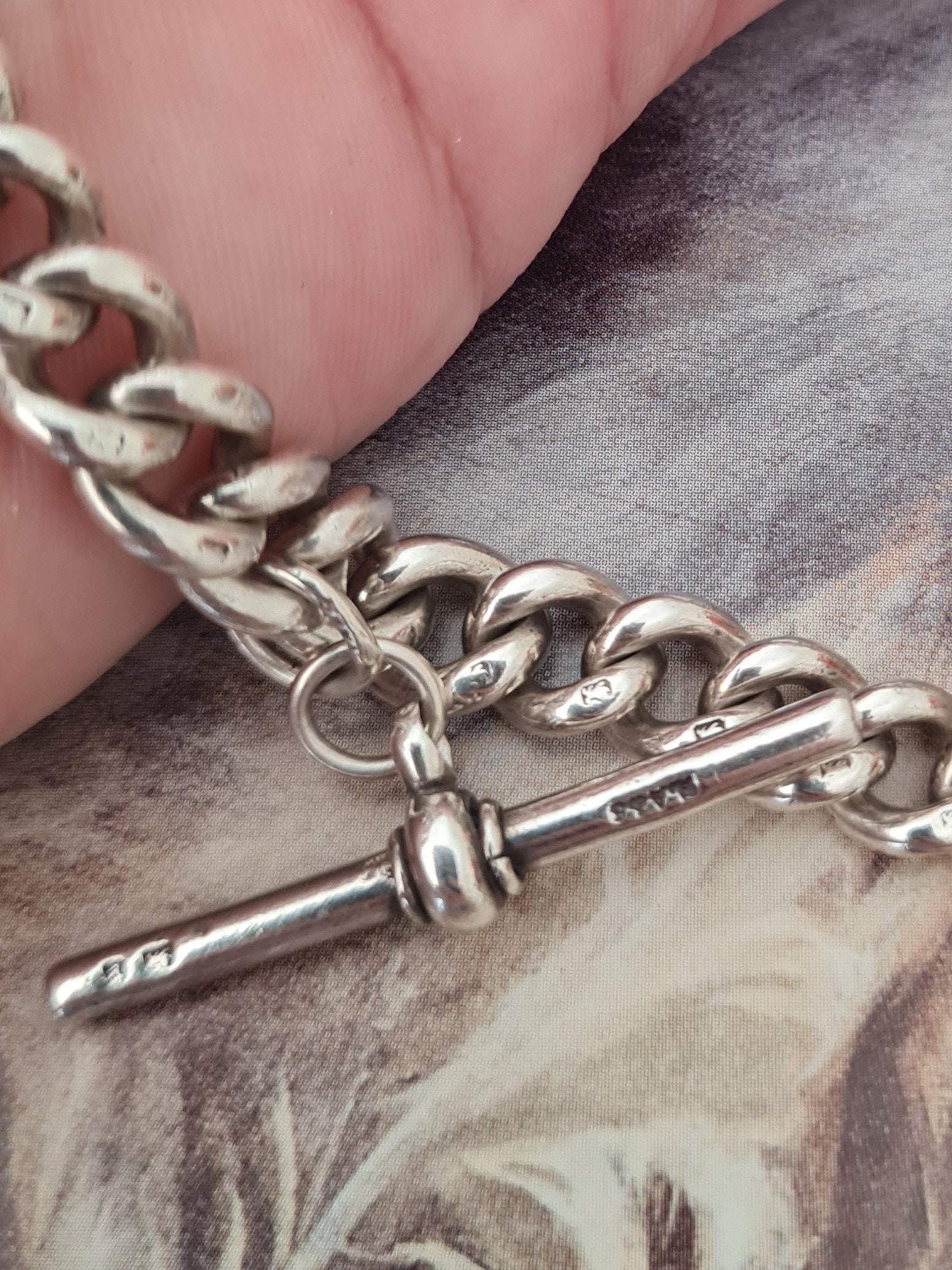 ANTIQUE Victorian Heavy STERLING SILVER tbar necklace Etsy