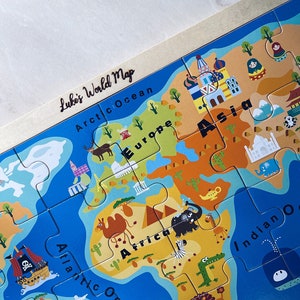 Personalized Children's Jigsaw Puzzle - World Map - in English