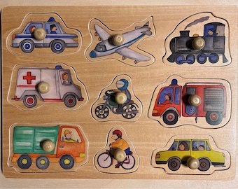 Personalisiertes Steckpuzzle mit Fahrzeug Motiven