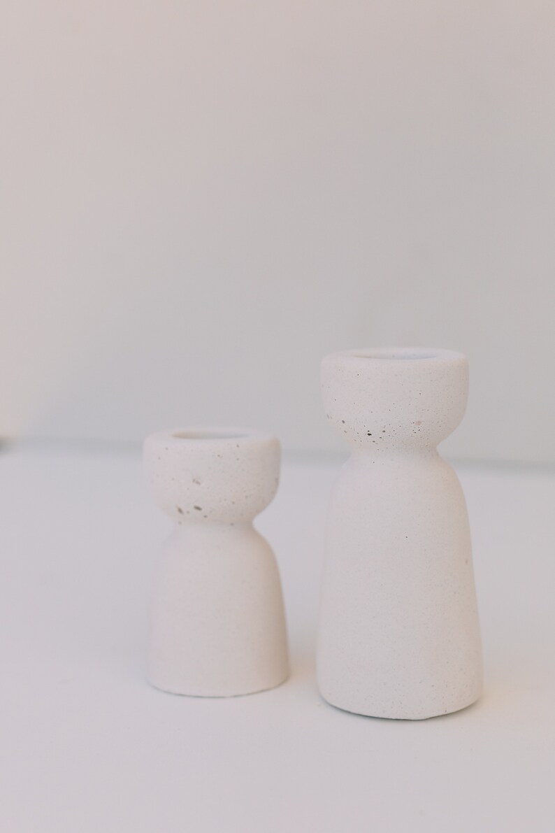 Candle Holder for home decor, weddings, dinner party Minimalist set of 2 concrete decor neutral nordic decor image 5