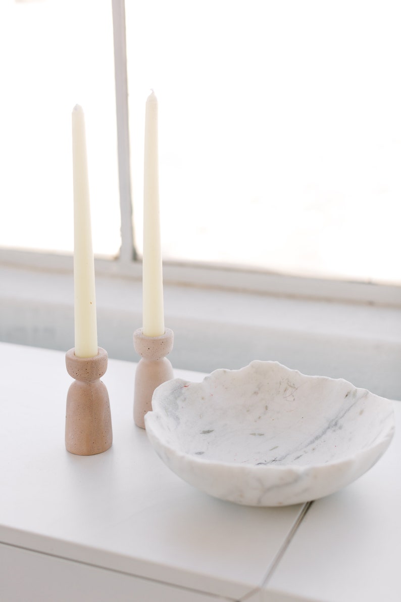 Candle Holder for home decor, weddings, dinner party Minimalist set of 2 concrete decor neutral nordic decor image 2