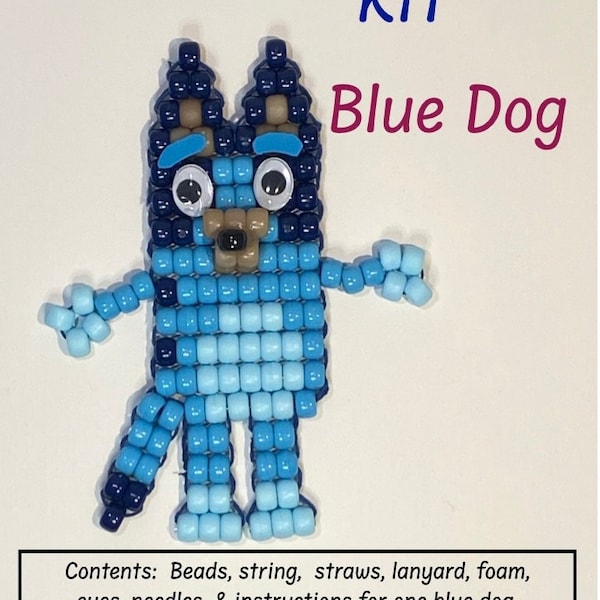 Blue - Bead Pet Kit, Blue Dog, Beaded Blue dog,