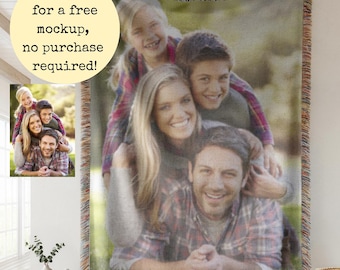 Manta tejida con foto personalizada - Regalo fotográfico personalizado para mamá, papá, abuela y abuelo.