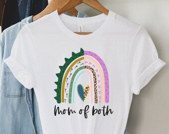 Mom of Both Rainbow Shirt Mom T Shirt Split Rainbow for Boy and Girl Mom Life Tee Camo and leopard print Mothers Day Gift Mama of Both Top