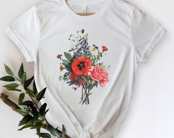 Botanical Shirt Vintage T-shirt Flower Tee Vintage Botanical Graphic T Shirt flower Shirt Vintage Flower T-shirt Nature Lover Wildflower