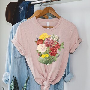 ヴィンテージ風フローラルTシャツ、ボタニカルシャツ、フラワーT