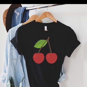 Cherries Shirt Cherry T Shirt Botanical T-shirt Fruit Graphic Tee Gift for Her Cherry Graphic T-shirt Gardening Tee Gift for Women Cute Tee