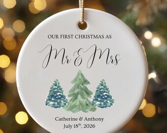 Married Couple First Christmas Ornament - wedding present for newlyweds